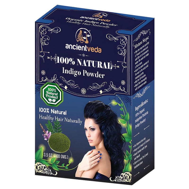 Ancientveda ANCIENT VEDA Natural Hair Powders | Non-GMO & Gluten Free | 100% Antioxidants Organic Hair Growth Treatment | Reduce the Appearance Hair Cleansing | Wrinkles | Chemical Free - Indigo Powder - Image 1